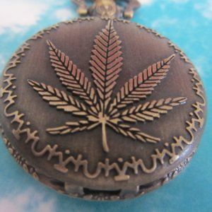 Leaf Pocket Watch With Matching Charm and Chain Brand NEW